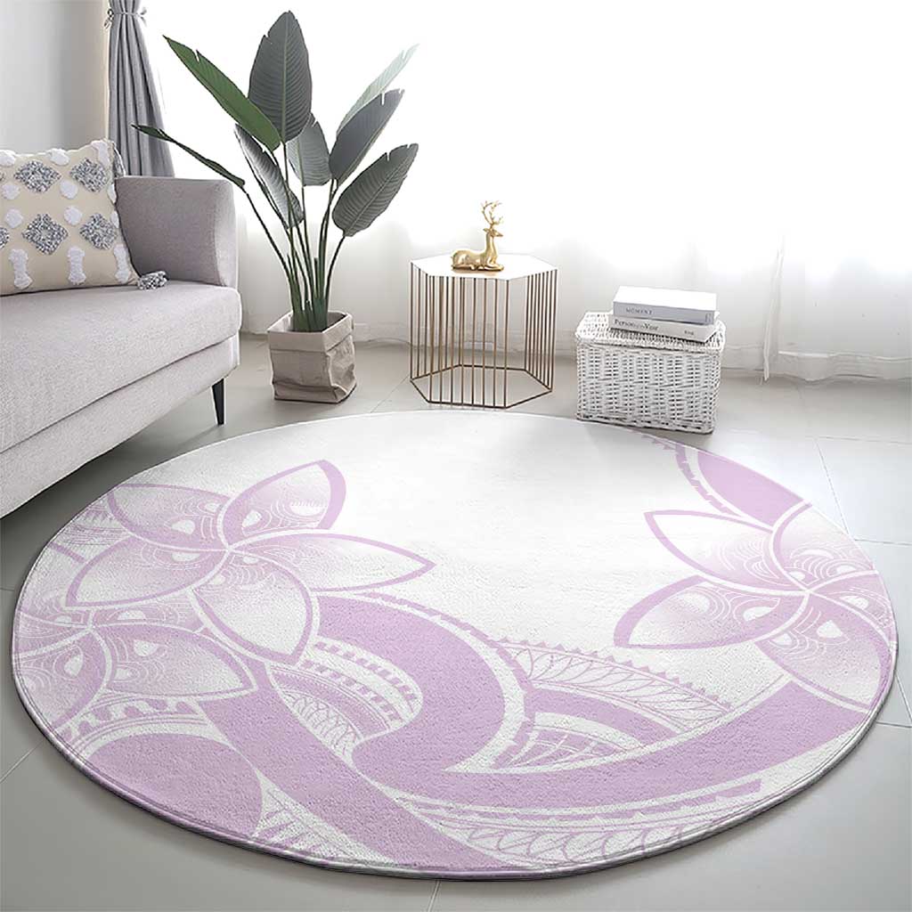 Polynesian Tribal Plumeria Lotu Tamaiti Round Carpet Pastel Mauve - Polynesian Pride