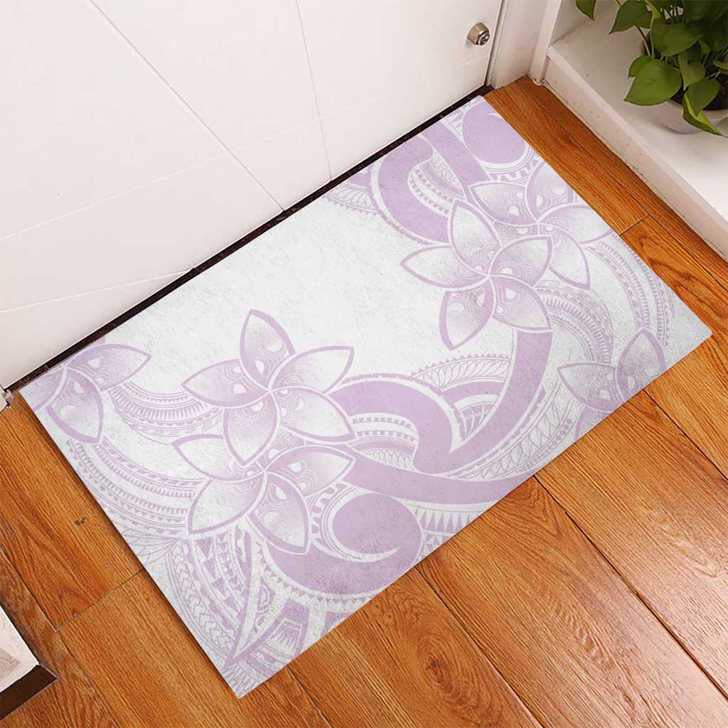 Polynesian Tribal Plumeria Lotu Tamaiti Rubber Doormat Pastel Mauve - Polynesian Pride