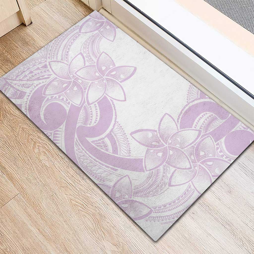 Polynesian Tribal Plumeria Lotu Tamaiti Rubber Doormat Pastel Mauve - Polynesian Pride