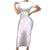 Polynesian Tribal Plumeria Lotu Tamaiti Short Sleeve Bodycon Dress Pastel Mauve - Polynesian Pride