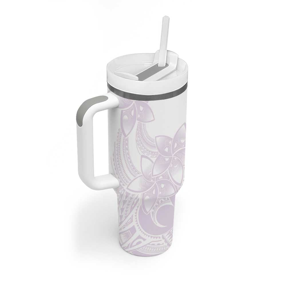 Polynesian Tribal Plumeria Lotu Tamaiti Tumbler With Handle Pastel Mauve - Polynesian Pride
