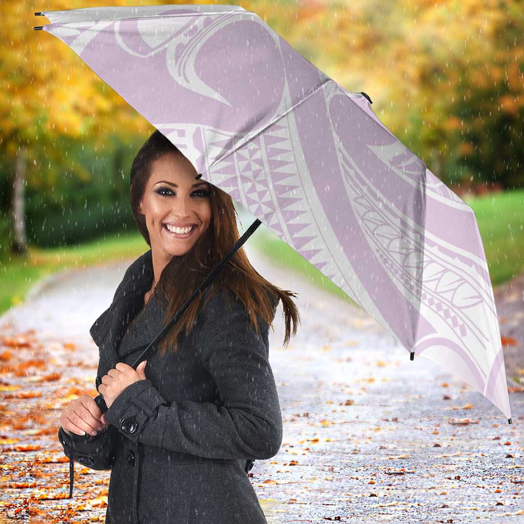 Polynesian Tribal Plumeria Lotu Tamaiti Umbrella Pastel Mauve - Polynesian Pride