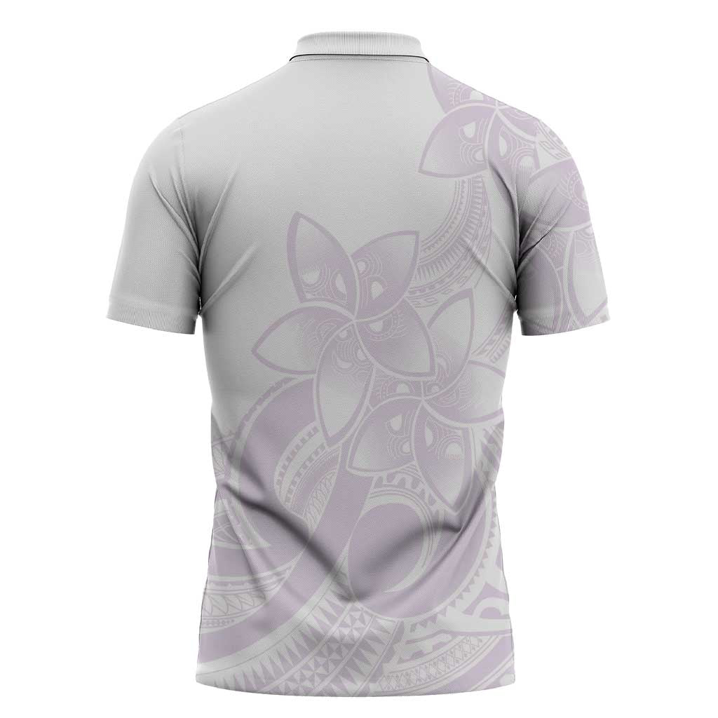 Polynesian Tribal Plumeria Lotu Tamaiti Zipper Polo Shirt Pastel Mauve - Polynesian Pride