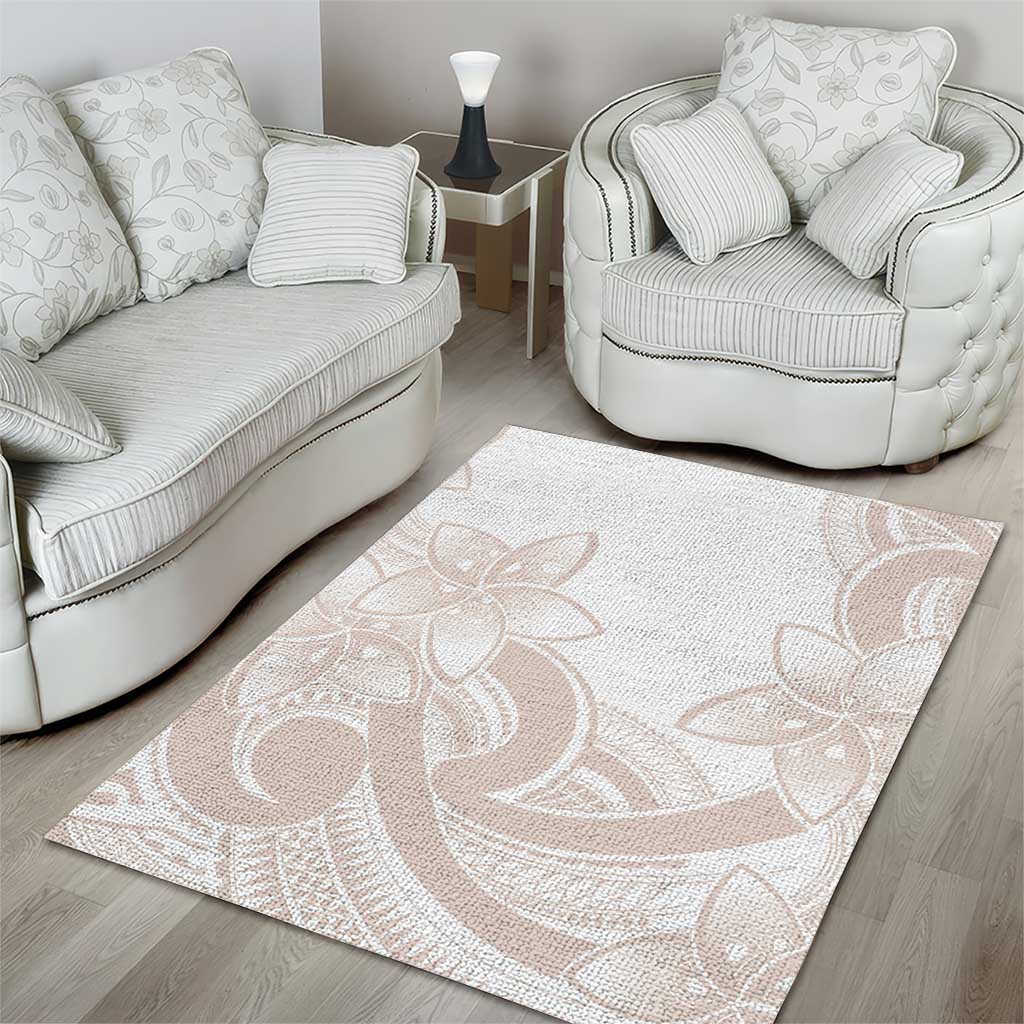 Polynesian Tribal Plumeria Lotu Tamaiti Area Rug Pastel Nude - Polynesian Pride