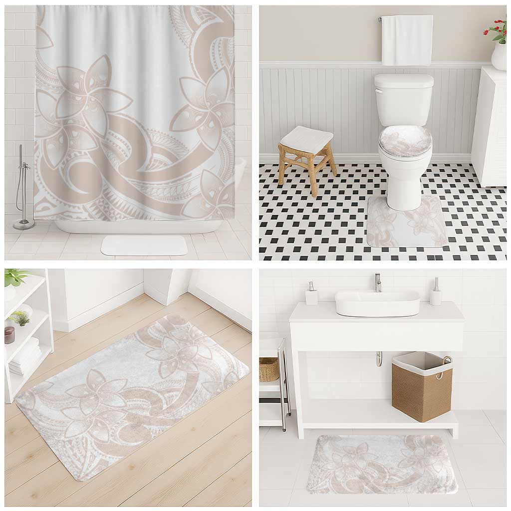 Polynesian Tribal Plumeria Lotu Tamaiti Bathroom Set Pastel Nude - Polynesian Pride
