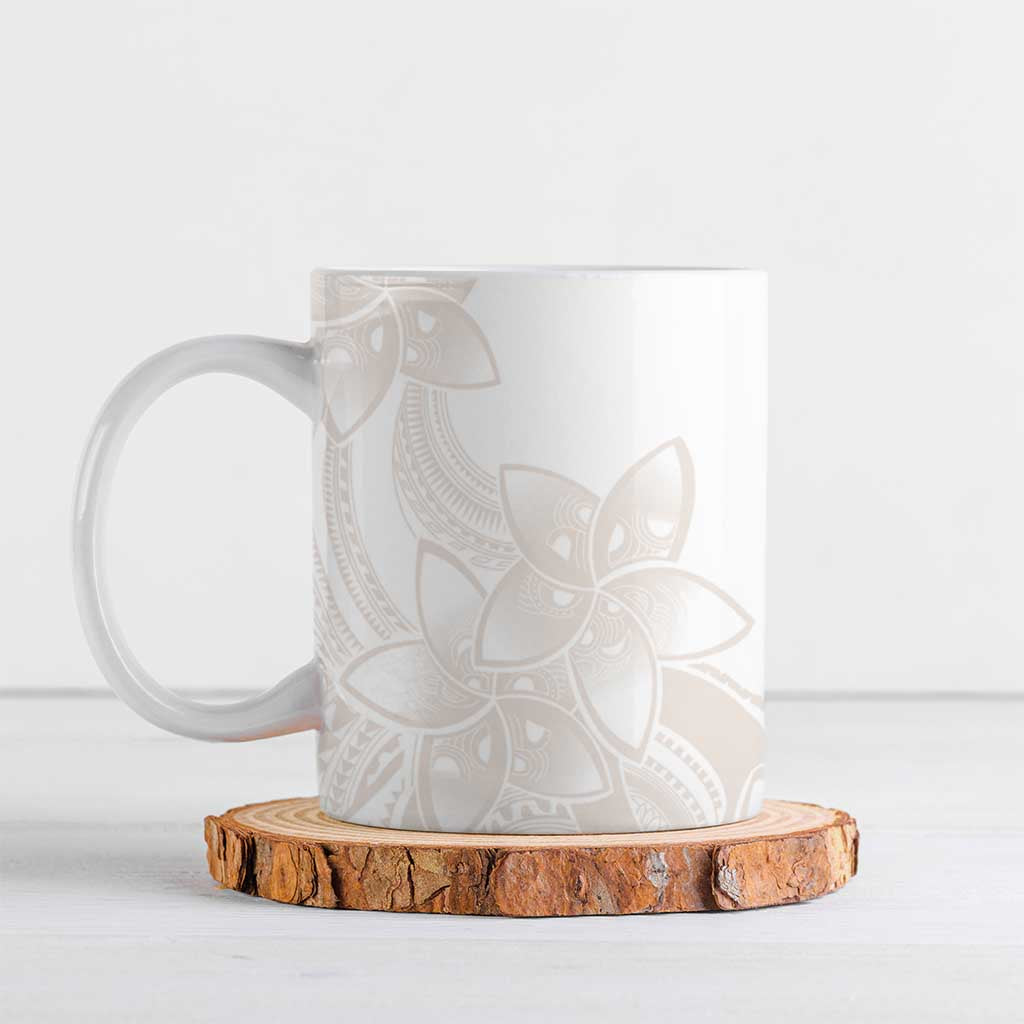 Polynesian Tribal Plumeria Lotu Tamaiti Ceramic Mug Pastel Nude - Polynesian Pride
