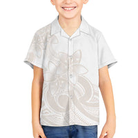 Polynesian Tribal Plumeria Lotu Tamaiti Family Matching Long Sleeve Bodycon Dress and Hawaiian Shirt Pastel Nude LT9 Son's Shirt Nude - Polynesian Pride