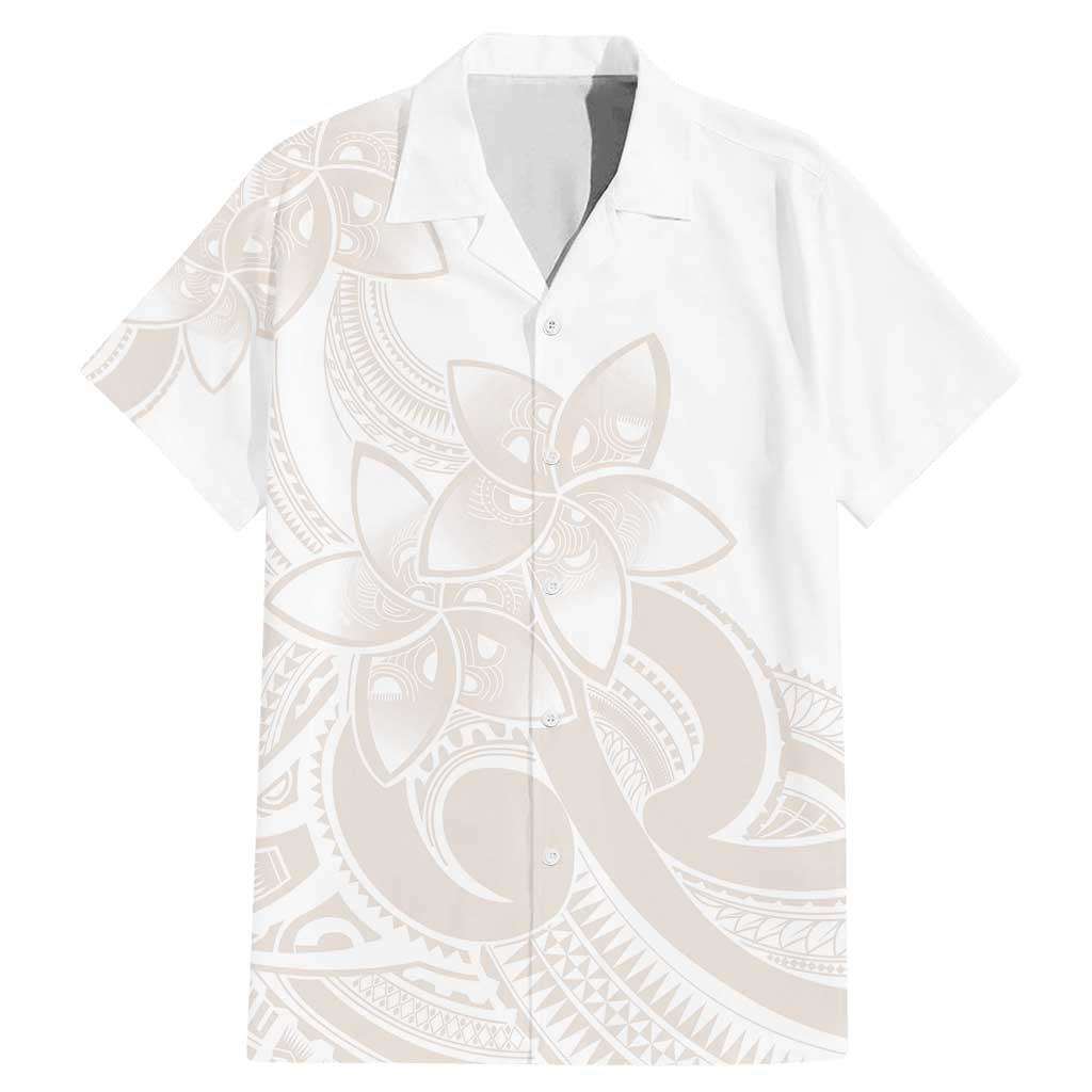 Polynesian Tribal Plumeria Lotu Tamaiti Family Matching Mermaid Dress and Hawaiian Shirt Pastel Nude LT9 Dad's Shirt - Short Sleeve Nude - Polynesian Pride