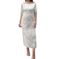 Polynesian Tribal Plumeria Lotu Tamaiti Family Matching Puletasi and Hawaiian Shirt Pastel Nude - Polynesian Pride