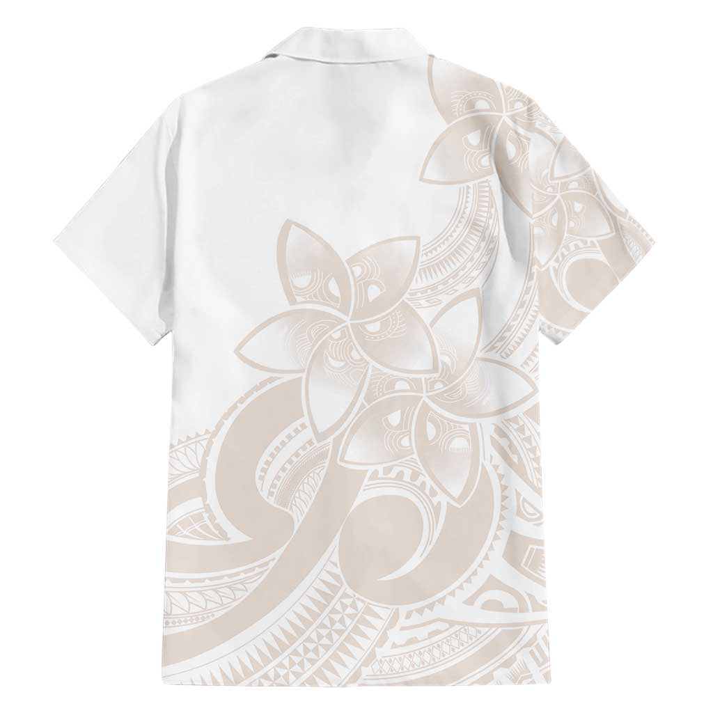 Polynesian Tribal Plumeria Lotu Tamaiti Family Matching Short Sleeve Bodycon Dress and Hawaiian Shirt Pastel Nude LT9 - Polynesian Pride