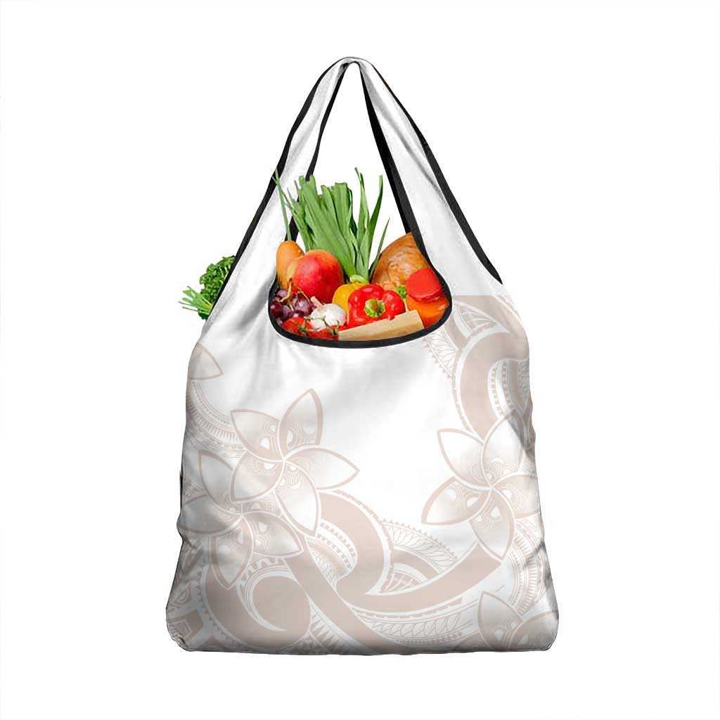 Polynesian Tribal Plumeria Lotu Tamaiti Grocery Bag Pastel Nude - Polynesian Pride