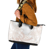 Polynesian Tribal Plumeria Lotu Tamaiti Leather Tote Bag Pastel Nude - Polynesian Pride