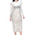 Polynesian Tribal Plumeria Lotu Tamaiti Long Sleeve Bodycon Dress Pastel Nude - Polynesian Pride