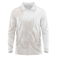 Polynesian Tribal Plumeria Lotu Tamaiti Long Sleeve Polo Shirt Pastel Nude - Polynesian Pride