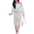 Polynesian Tribal Plumeria Lotu Tamaiti Off The Shoulder Long Sleeve Dress Pastel Nude - Polynesian Pride