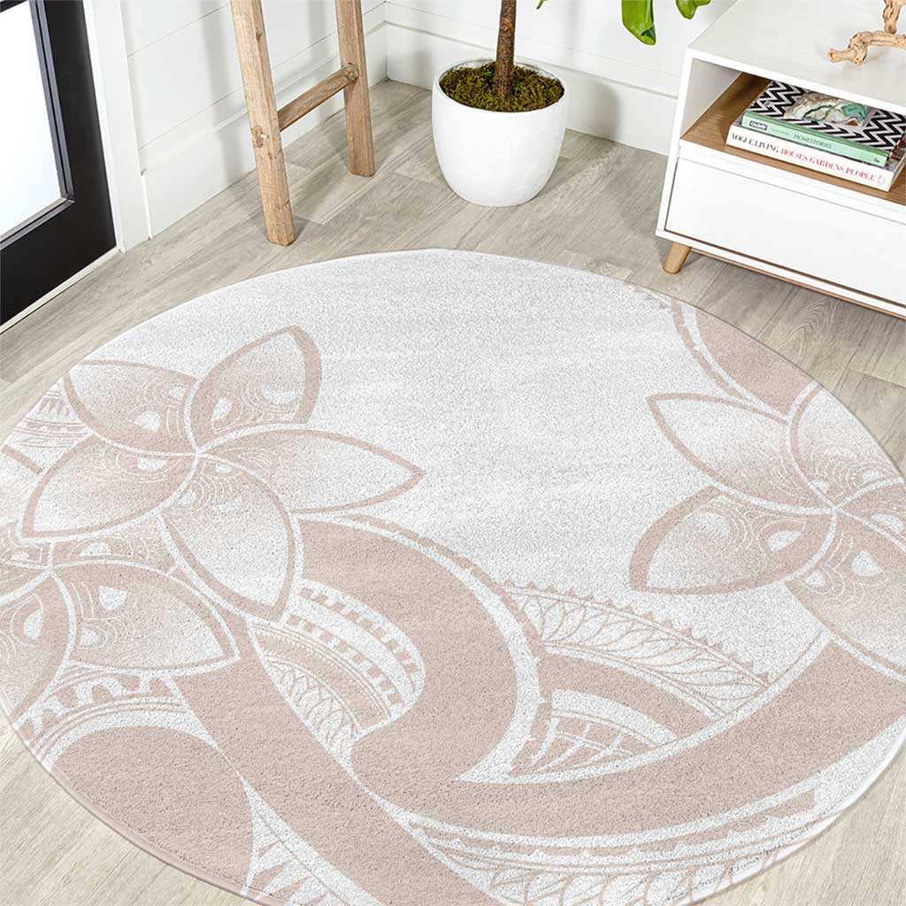 Polynesian Tribal Plumeria Lotu Tamaiti Round Carpet Pastel Nude - Polynesian Pride
