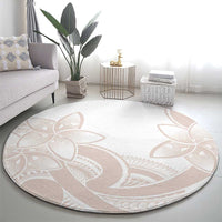 Polynesian Tribal Plumeria Lotu Tamaiti Round Carpet Pastel Nude - Polynesian Pride