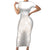 Polynesian Tribal Plumeria Lotu Tamaiti Short Sleeve Bodycon Dress Pastel Nude - Polynesian Pride