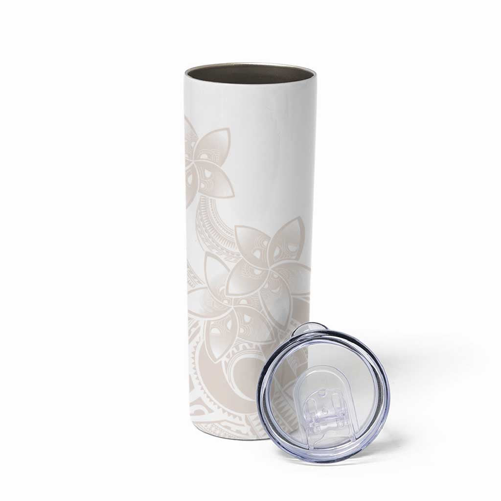 Polynesian Tribal Plumeria Lotu Tamaiti Skinny Tumbler Pastel Nude - Polynesian Pride