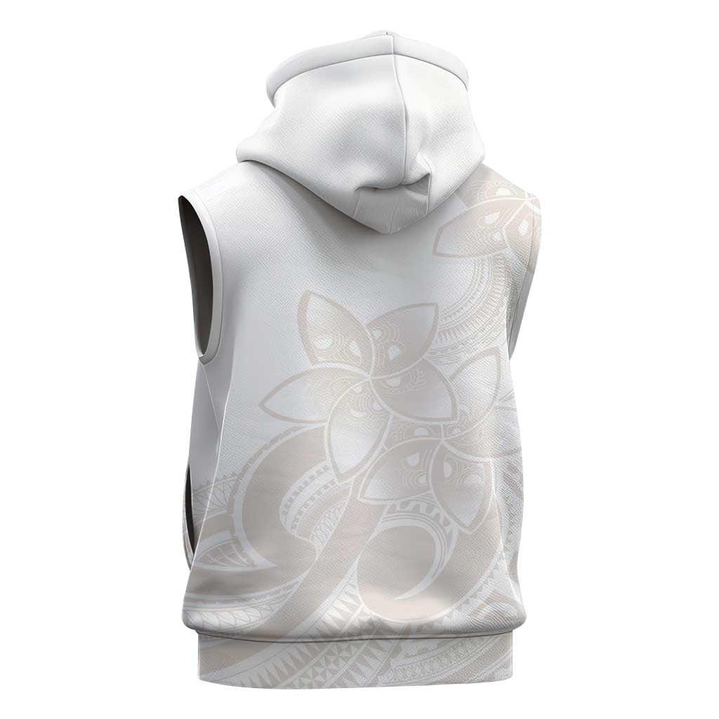 Polynesian Tribal Plumeria Lotu Tamaiti Sleeveless Hoodie Pastel Nude - Polynesian Pride