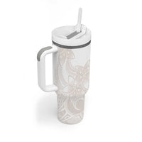 Polynesian Tribal Plumeria Lotu Tamaiti Tumbler With Handle Pastel Nude - Polynesian Pride
