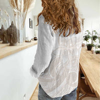 Polynesian Tribal Plumeria Lotu Tamaiti Women Casual Shirt Pastel Nude LT9 - Polynesian Pride