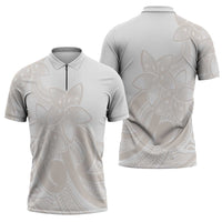 Polynesian Tribal Plumeria Lotu Tamaiti Zipper Polo Shirt Pastel Nude - Polynesian Pride