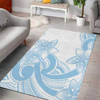 Polynesian Tribal Plumeria Lotu Tamaiti Area Rug Pastel Sky Blue - Polynesian Pride