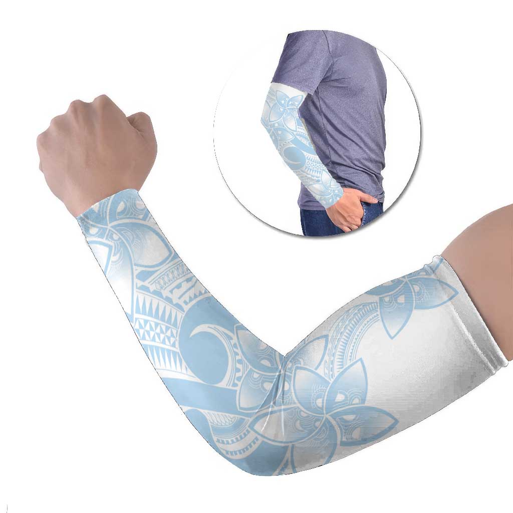 Polynesian Tribal Plumeria Lotu Tamaiti Arm Sleeves Pastel Sky Blue - Polynesian Pride