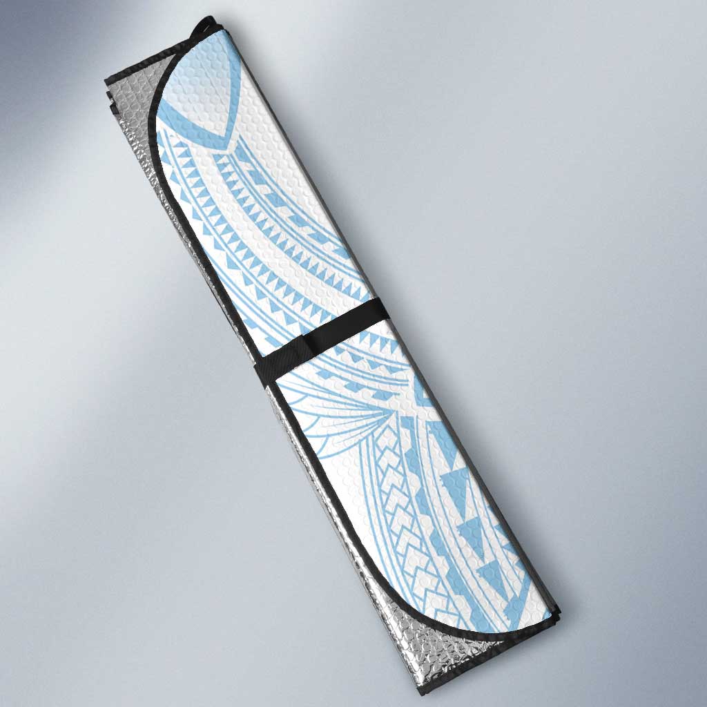 Polynesian Tribal Plumeria Lotu Tamaiti Auto Sun Shade Pastel Sky Blue - Polynesian Pride