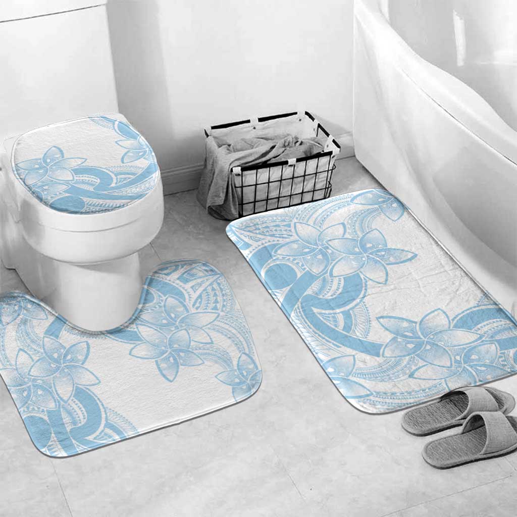 Polynesian Tribal Plumeria Lotu Tamaiti Bathroom Set Pastel Sky Blue - Polynesian Pride