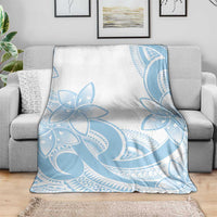 Polynesian Tribal Plumeria Lotu Tamaiti Blanket Pastel Sky Blue - Polynesian Pride