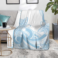 Polynesian Tribal Plumeria Lotu Tamaiti Blanket Pastel Sky Blue - Polynesian Pride