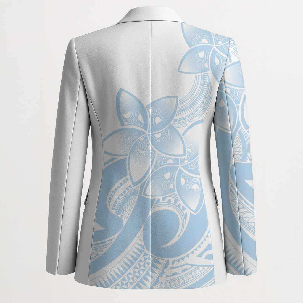 Polynesian Tribal Plumeria Lotu Tamaiti Blazer Pastel Sky Blue - Polynesian Pride