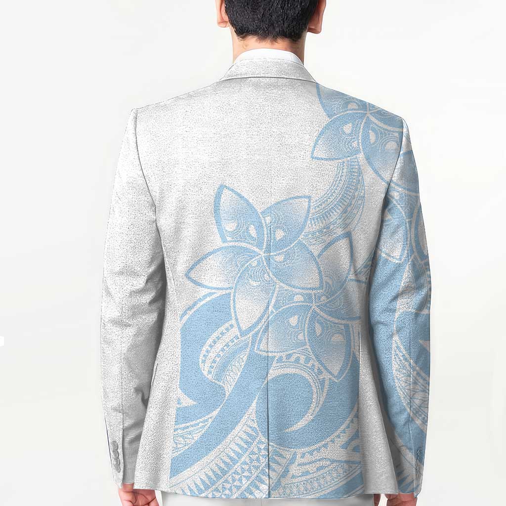 Polynesian Tribal Plumeria Lotu Tamaiti Blazer Pastel Sky Blue - Polynesian Pride