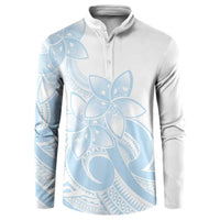 Polynesian Tribal Plumeria Lotu Tamaiti Button Sweatshirt Pastel Sky Blue - Polynesian Pride
