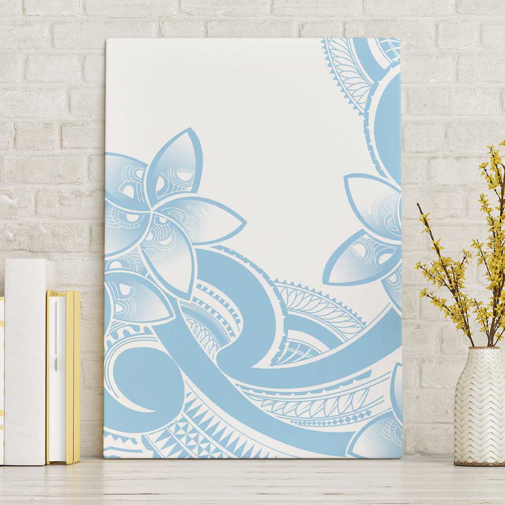 Polynesian Tribal Plumeria Lotu Tamaiti Canvas Wall Art Pastel Sky Blue - Polynesian Pride