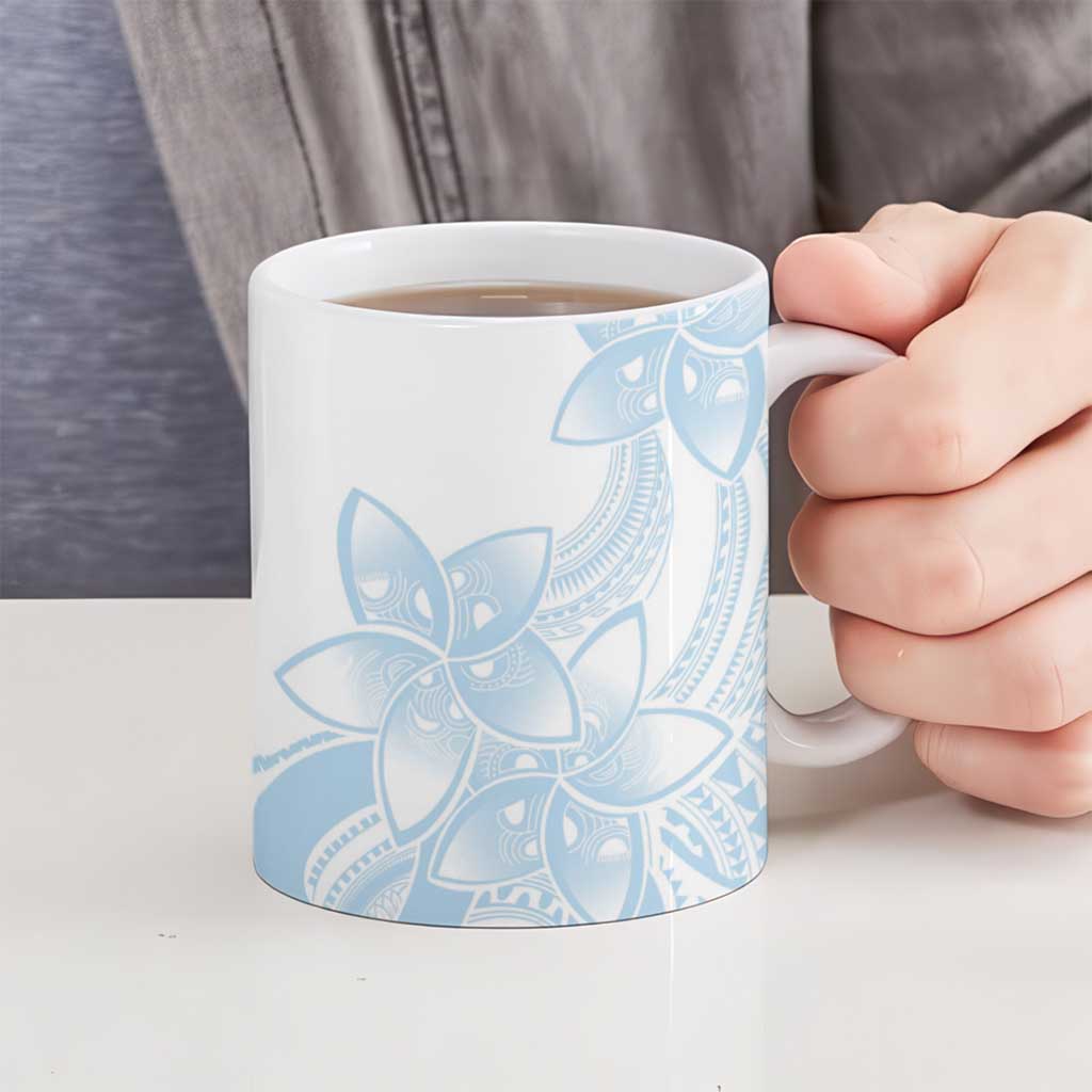 Polynesian Tribal Plumeria Lotu Tamaiti Ceramic Mug Pastel Sky Blue - Polynesian Pride