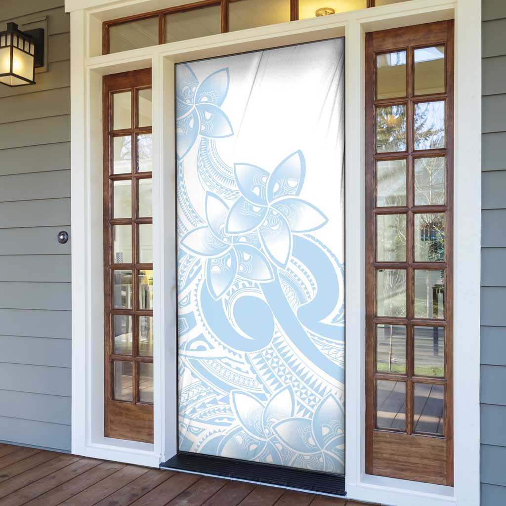 Polynesian Tribal Plumeria Lotu Tamaiti Door Cover Pastel Sky Blue - Polynesian Pride