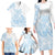 Polynesian Tribal Plumeria Lotu Tamaiti Family Matching Long Sleeve Bodycon Dress and Hawaiian Shirt Pastel Sky Blue - Polynesian Pride