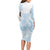 Polynesian Tribal Plumeria Lotu Tamaiti Family Matching Long Sleeve Bodycon Dress and Hawaiian Shirt Pastel Sky Blue - Polynesian Pride