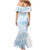 Polynesian Tribal Plumeria Lotu Tamaiti Family Matching Mermaid Dress and Hawaiian Shirt Pastel Sky Blue - Polynesian Pride