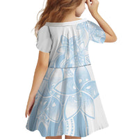 Polynesian Tribal Plumeria Lotu Tamaiti Family Matching Short Sleeve Bodycon Dress and Hawaiian Shirt Pastel Sky Blue LT9 - Polynesian Pride
