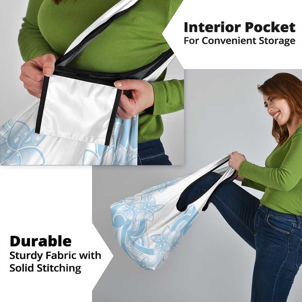 Polynesian Tribal Plumeria Lotu Tamaiti Grocery Bag Pastel Sky Blue - Polynesian Pride