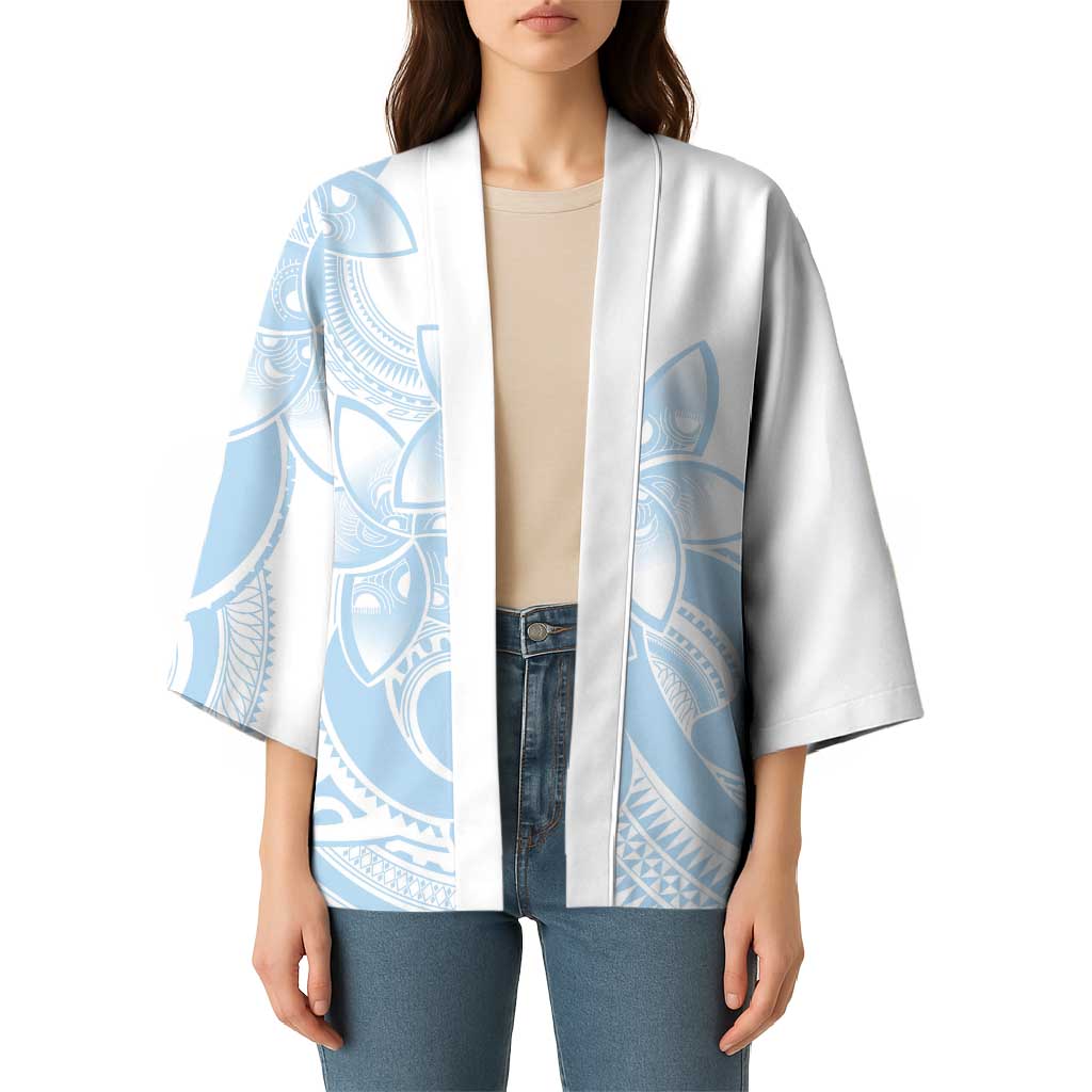 Polynesian Tribal Plumeria Lotu Tamaiti Kimono Pastel Sky Blue - Polynesian Pride