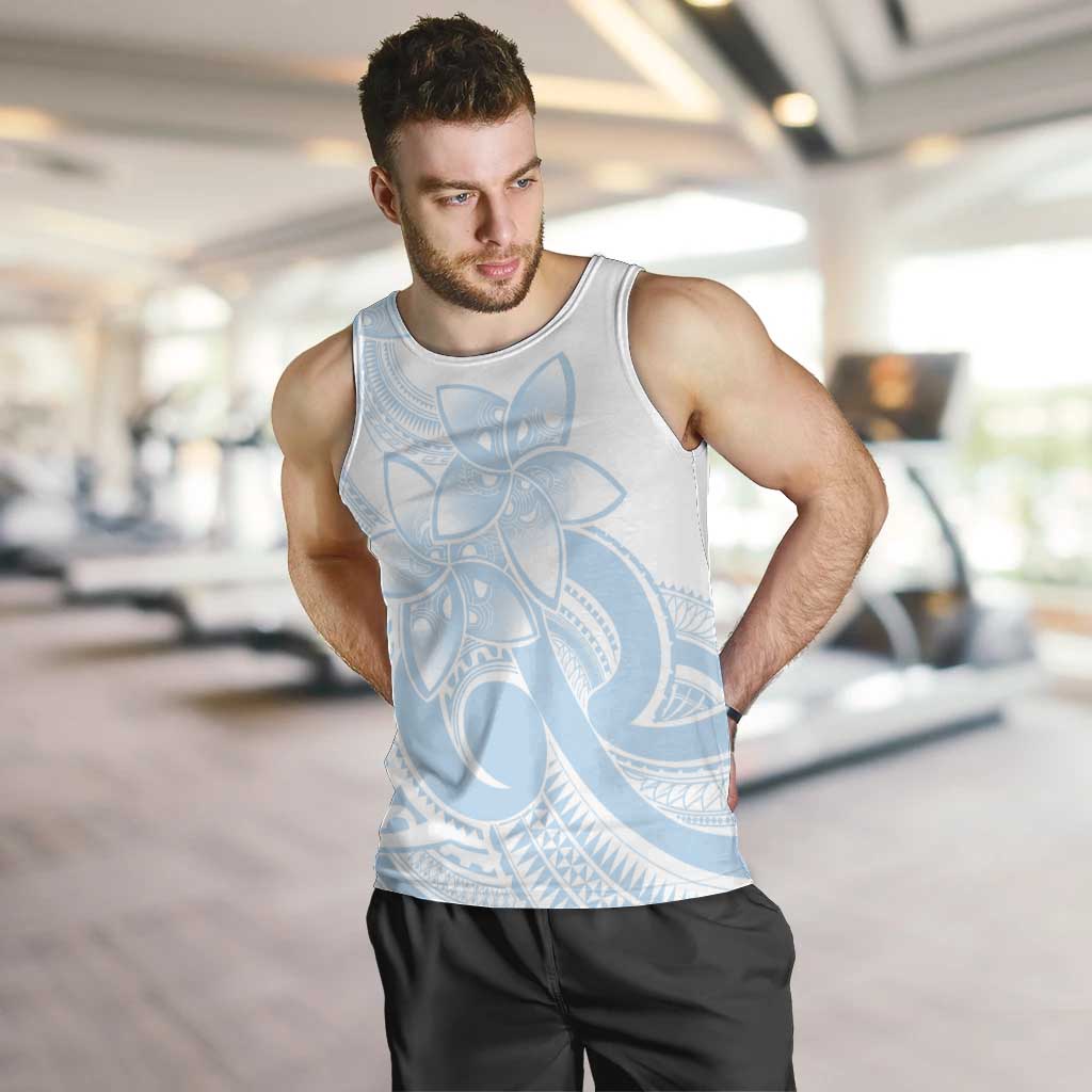 Polynesian Tribal Plumeria Lotu Tamaiti Men Tank Top Pastel Sky Blue - Polynesian Pride