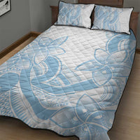 Polynesian Tribal Plumeria Lotu Tamaiti Quilt Bed Set Pastel Sky Blue - Polynesian Pride