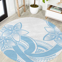 Polynesian Tribal Plumeria Lotu Tamaiti Round Carpet Pastel Sky Blue - Polynesian Pride