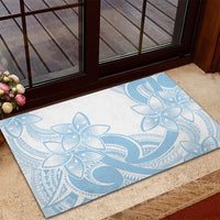 Polynesian Tribal Plumeria Lotu Tamaiti Rubber Doormat Pastel Sky Blue - Polynesian Pride