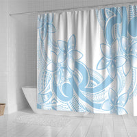 Polynesian Tribal Plumeria Lotu Tamaiti Shower Curtain Pastel Sky Blue - Polynesian Pride
